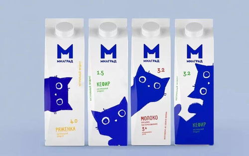 战斗民族为猫奴打造的牛奶包装设计好萌